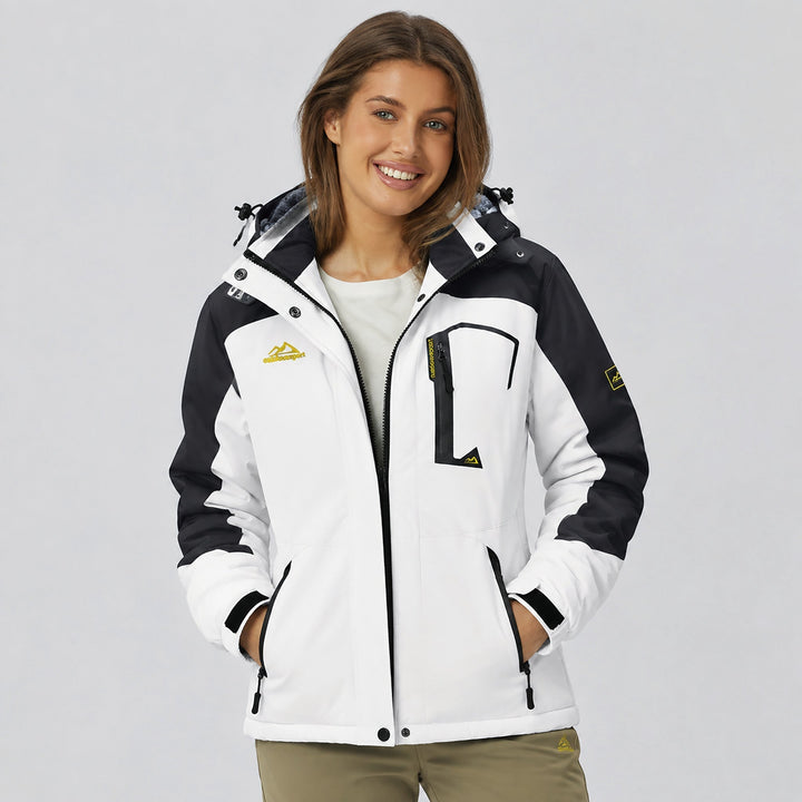 Veste de Ski Femme Imperméable Doublée Polaire à Capuche