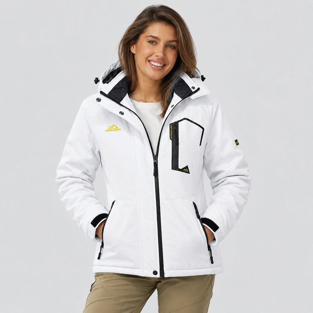 Veste de Ski Femme Imperméable Doublée Polaire à Capuche
