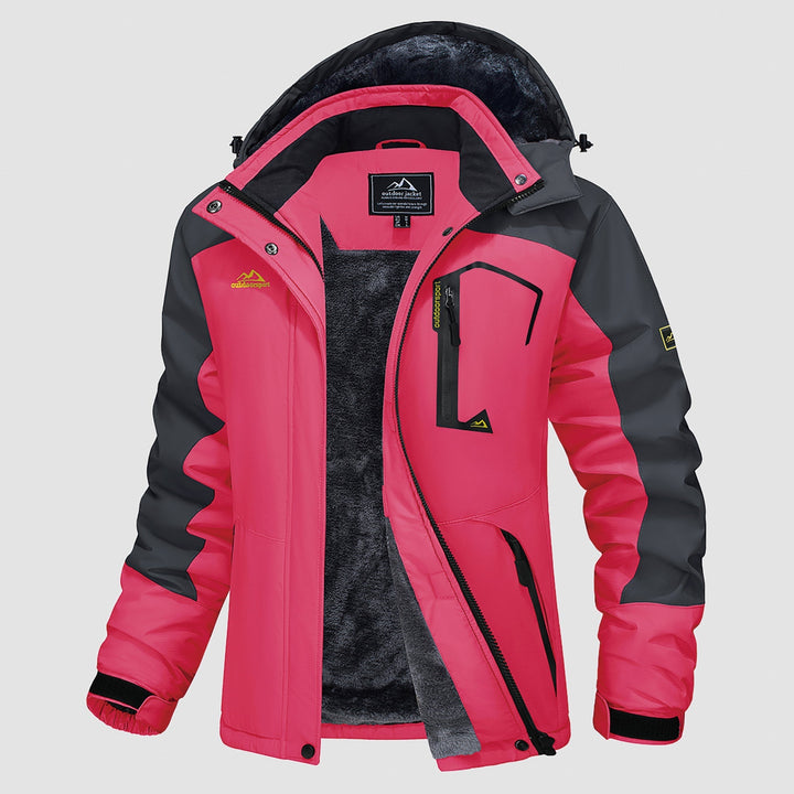 Veste de Ski Femme Imperméable Doublée Polaire à Capuche