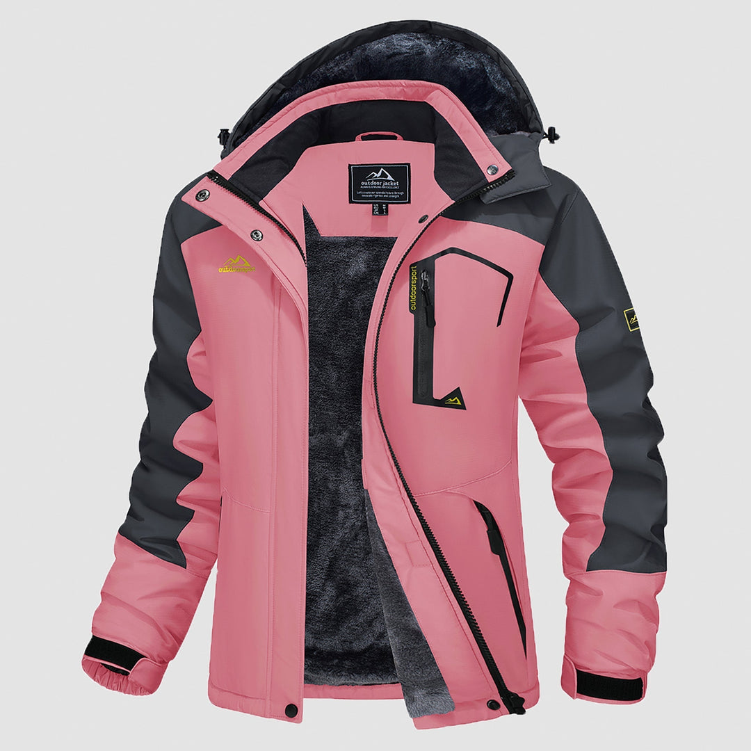Veste de Ski Femme Imperméable Doublée Polaire à Capuche
