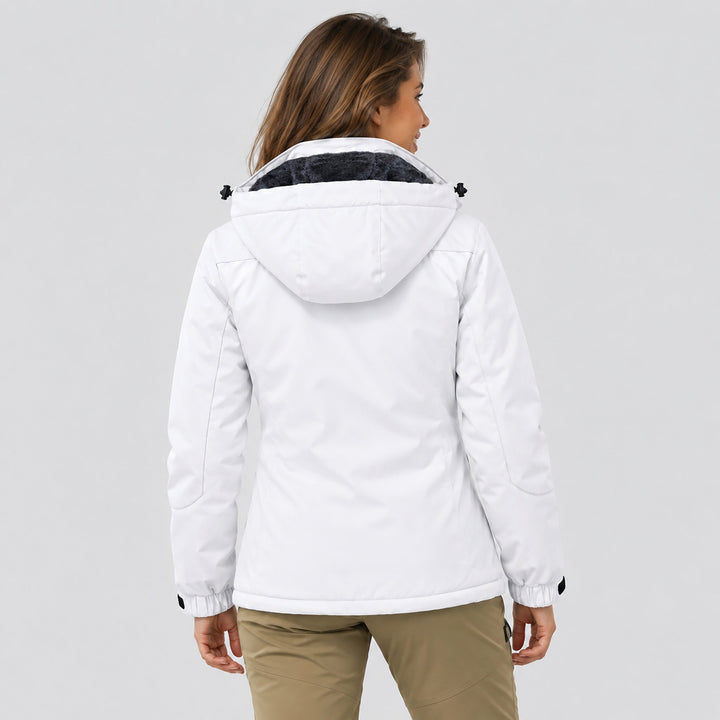 Veste de Ski Femme Imperméable Doublée Polaire à Capuche