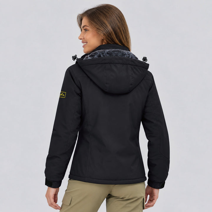 Veste de Ski Femme Imperméable Doublée Polaire à Capuche