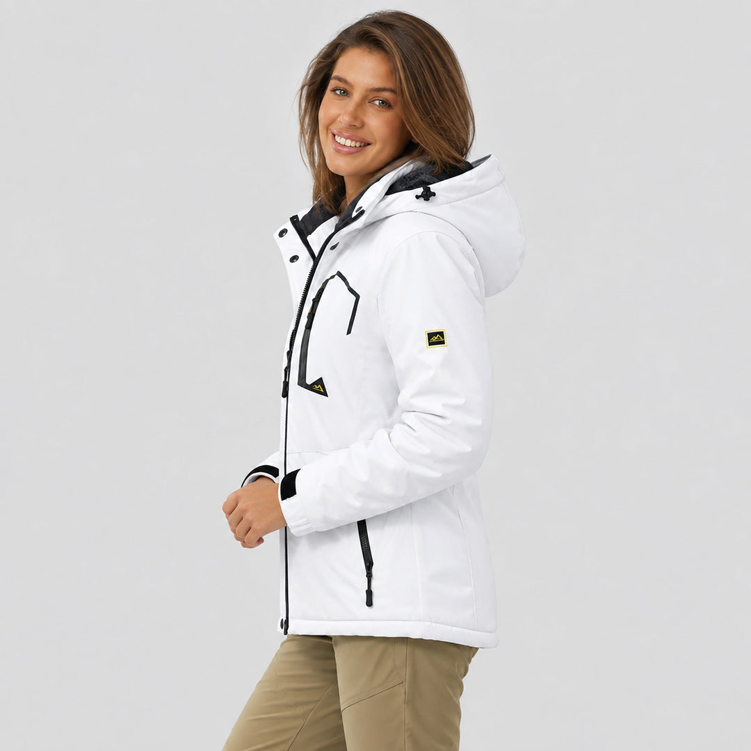 Veste de Ski Femme Imperméable Doublée Polaire à Capuche
