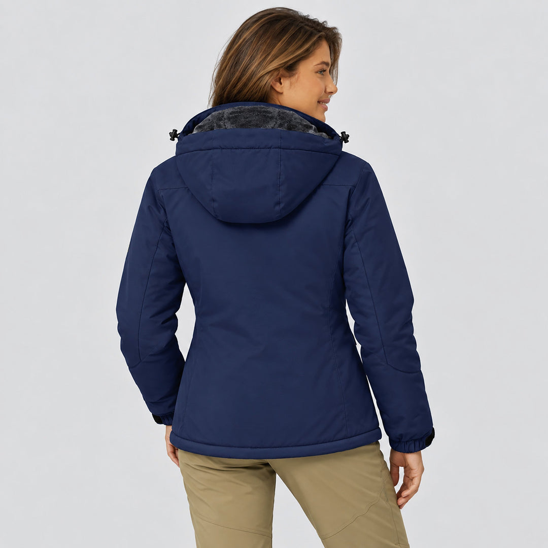 Veste de Ski Femme Imperméable Doublée Polaire à Capuche