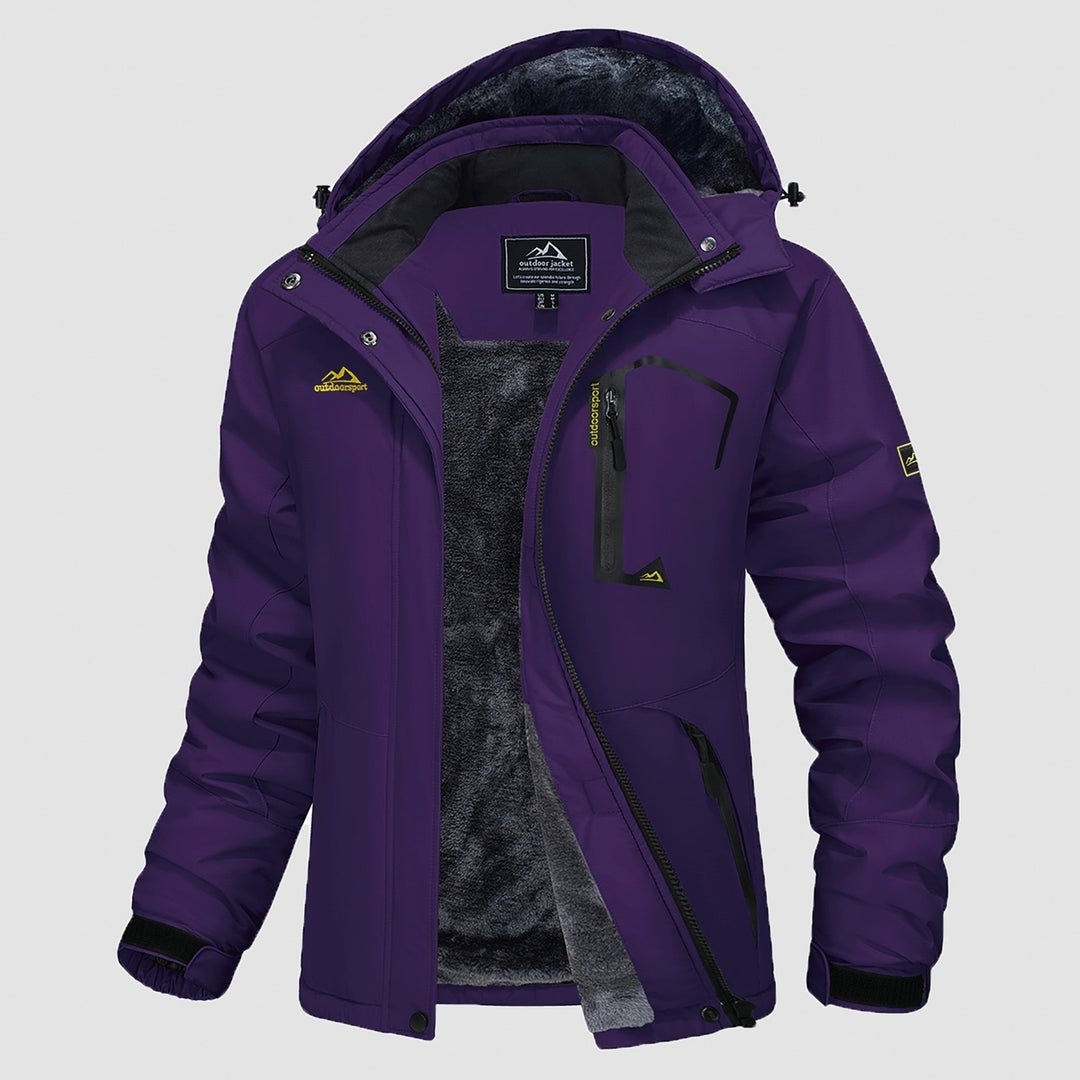 Veste de Ski Femme Imperméable Doublée Polaire à Capuche