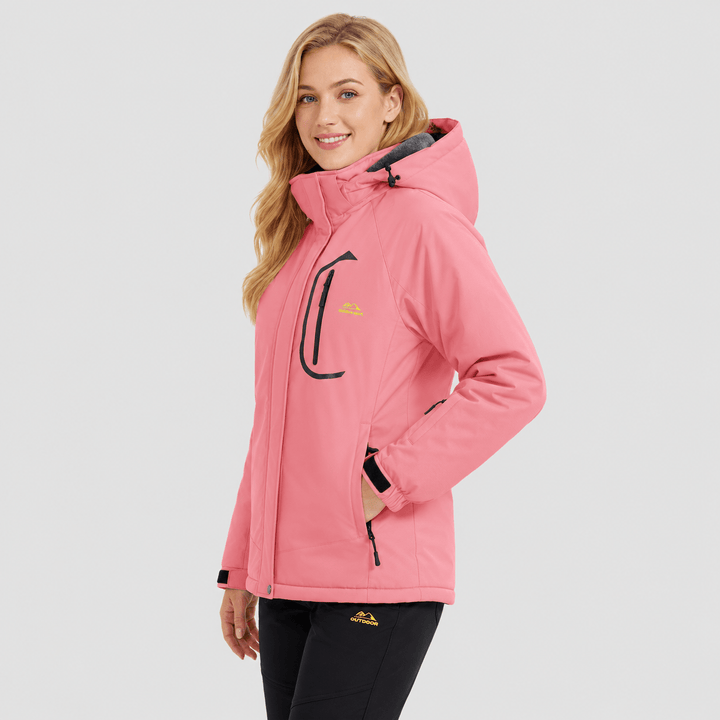 Veste de Ski Femme Imperméable Doublée Polaire à Capuche