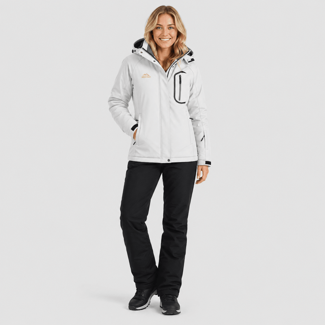 Veste de Ski Femme Imperméable Doublée Polaire à Capuche