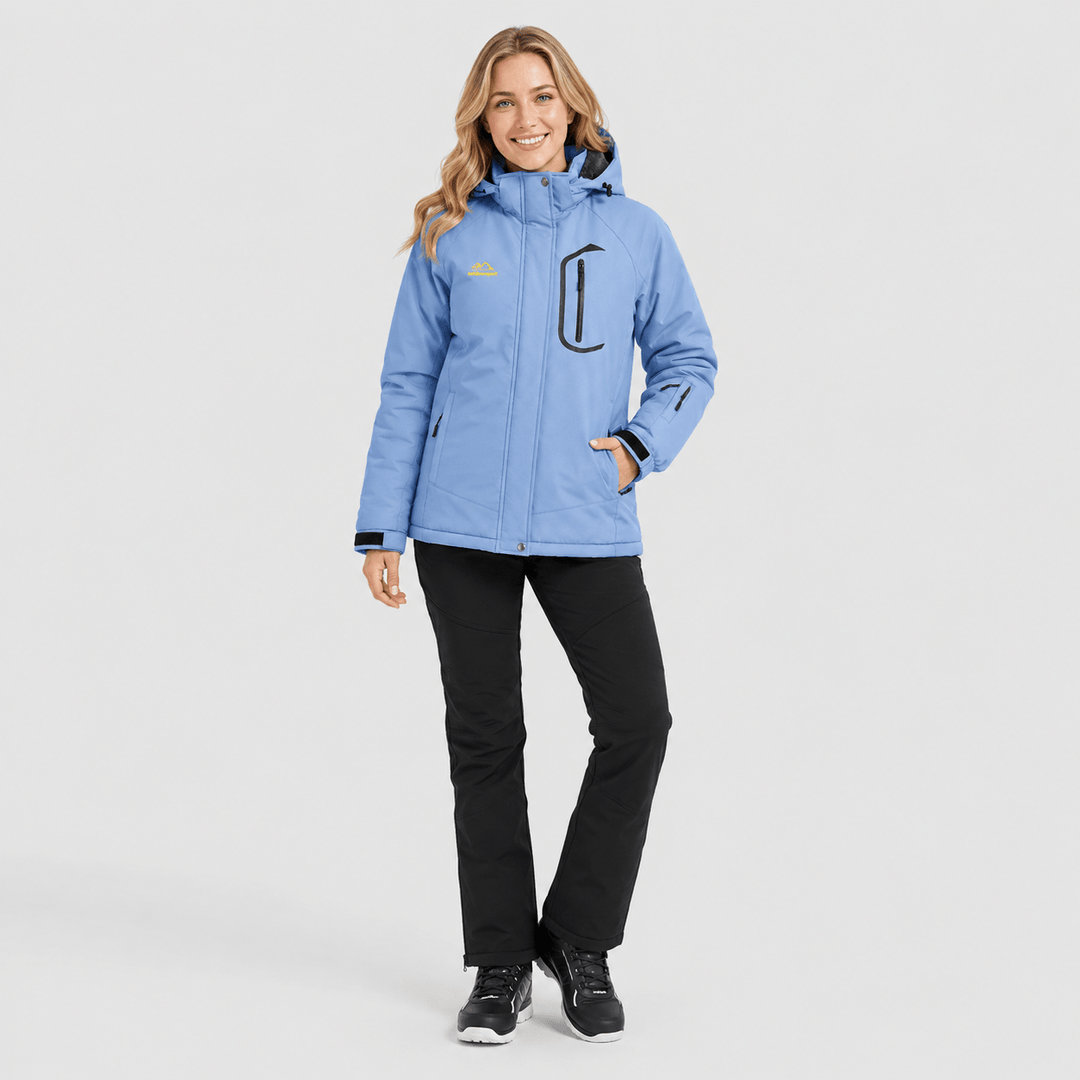 Veste de Ski Femme Imperméable Doublée Polaire à Capuche