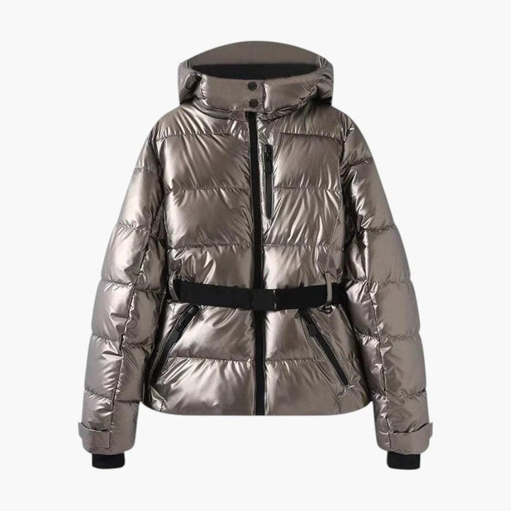 Veste de Ski Femme Ceinturée à Capuche Matelassée