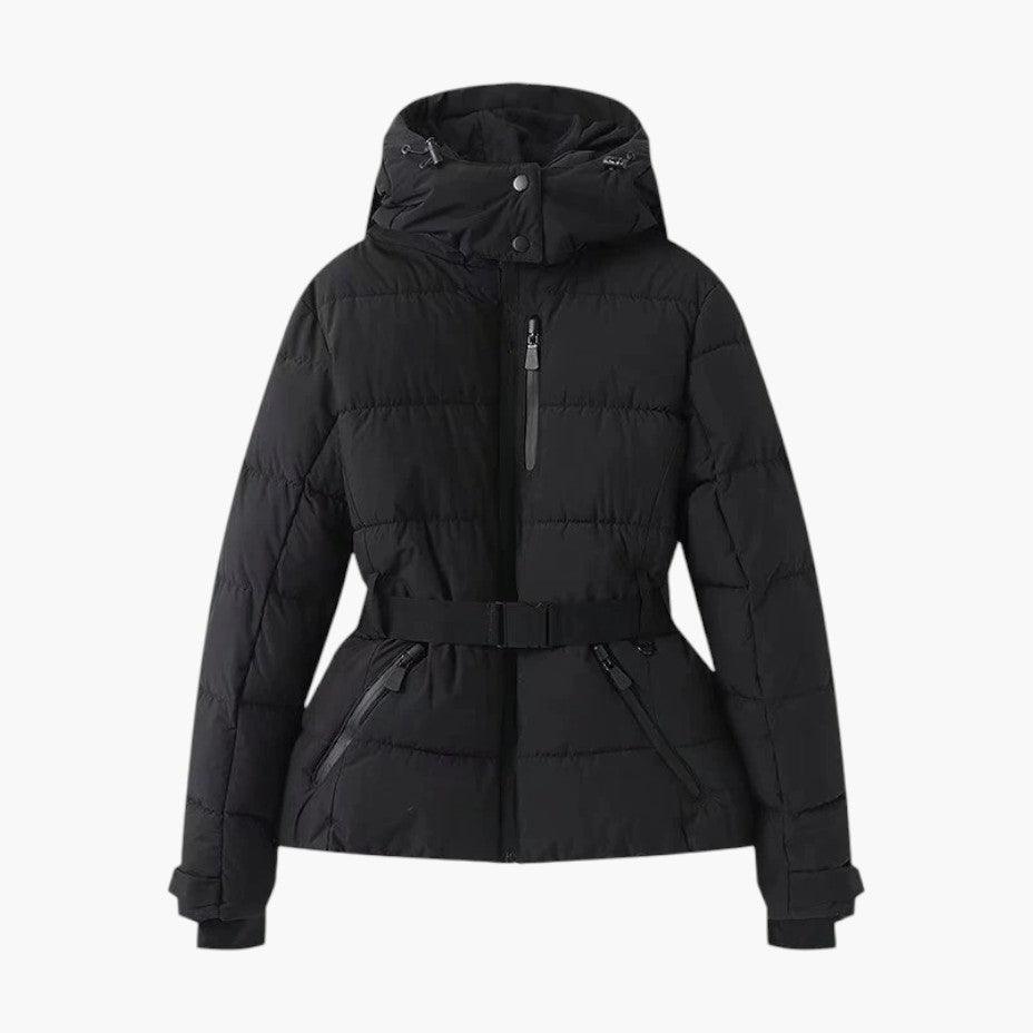 Veste de Ski Femme Ceinturée à Capuche Matelassée