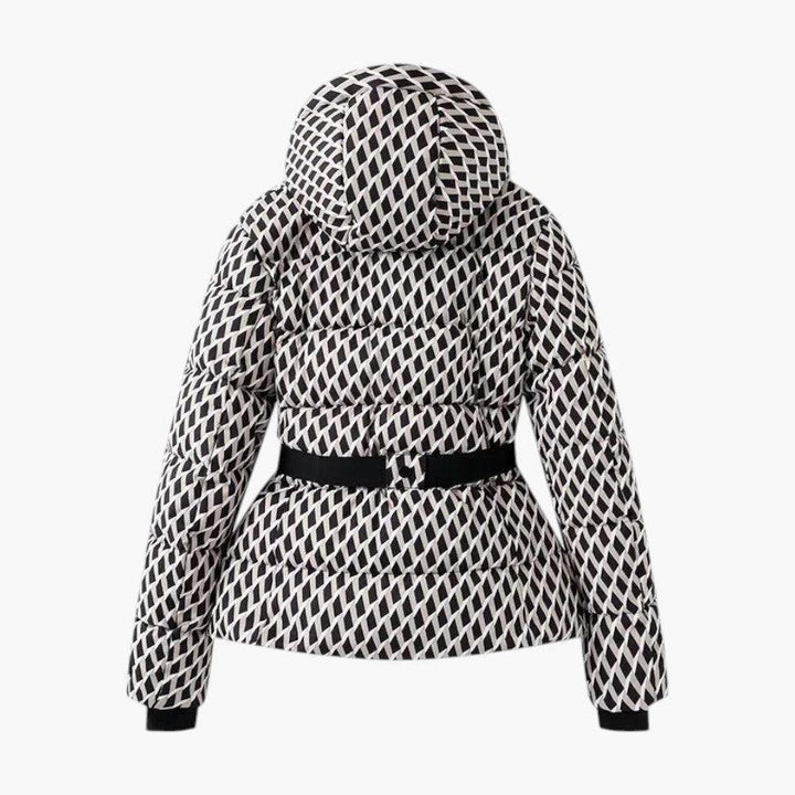 Veste de Ski Femme Ceinturée à Capuche Matelassée