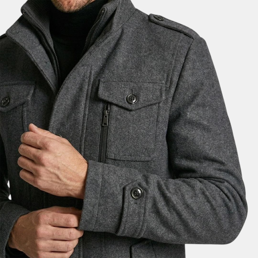 Men’s Wool Cashmere Overcoat Tailored Gray Winter Coat