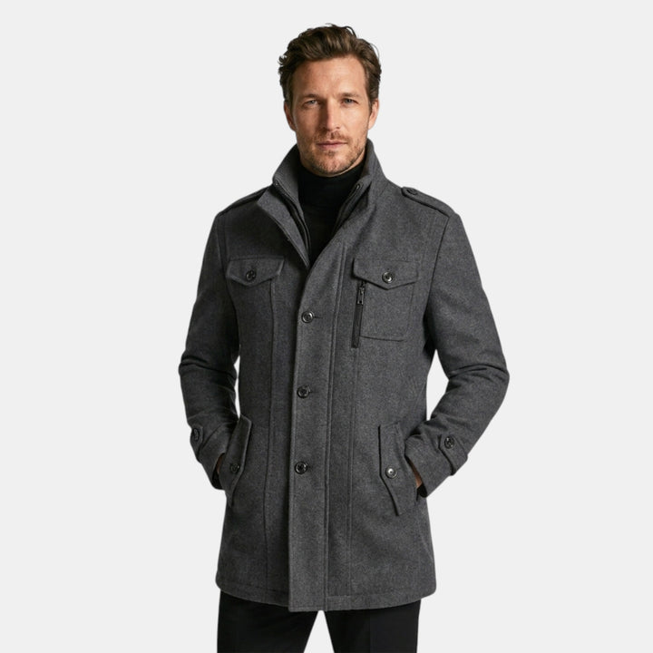 Men’s Wool Cashmere Overcoat Tailored Gray Winter Coat