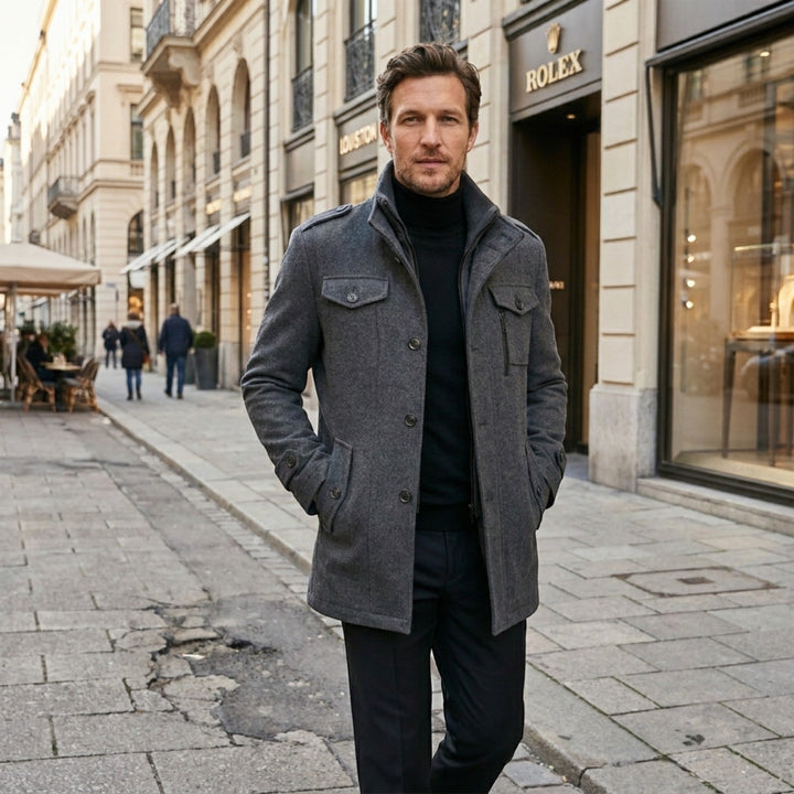 Men’s Wool Cashmere Overcoat Tailored Gray Winter Coat