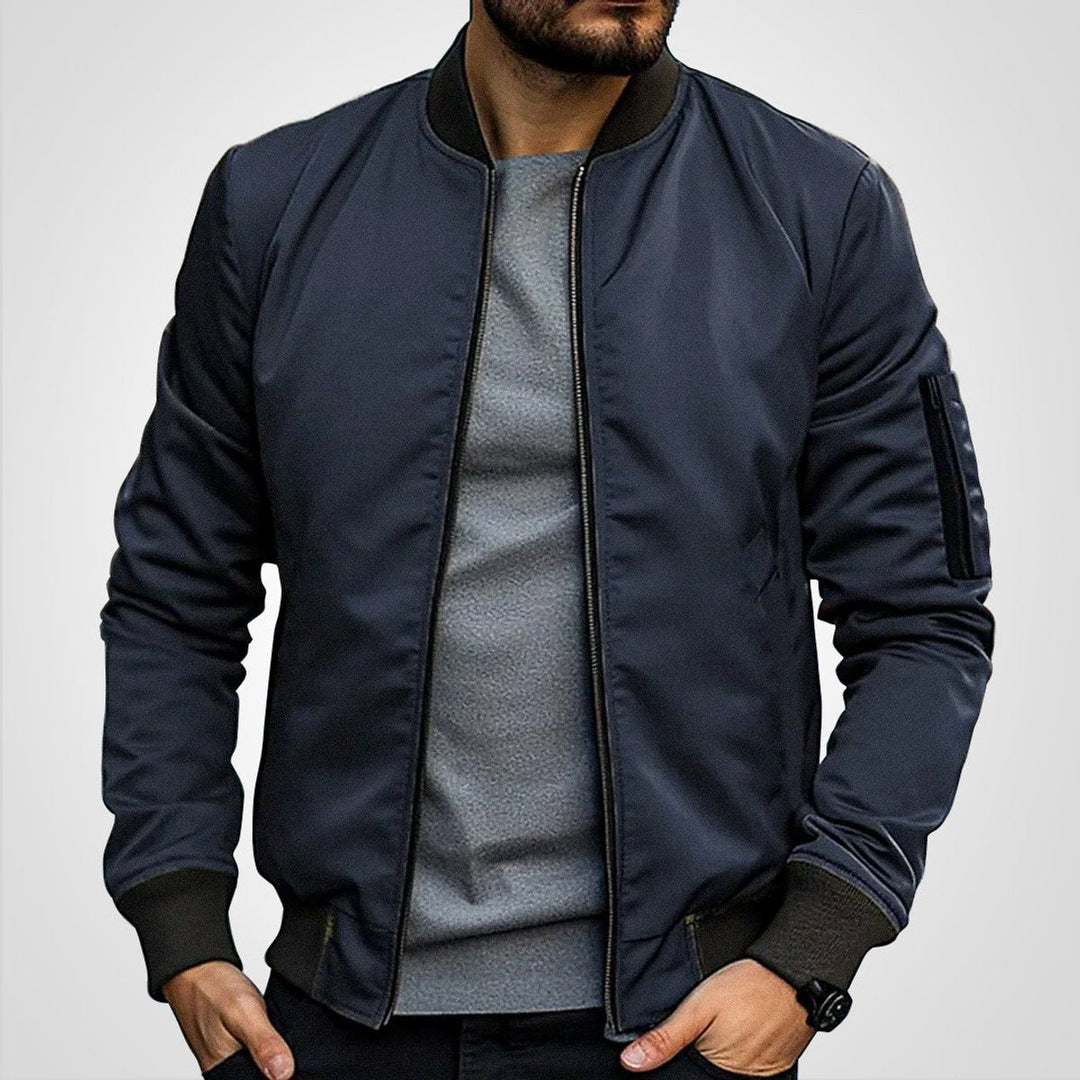 Blouson Bomber Homme Zippé Poche Manche