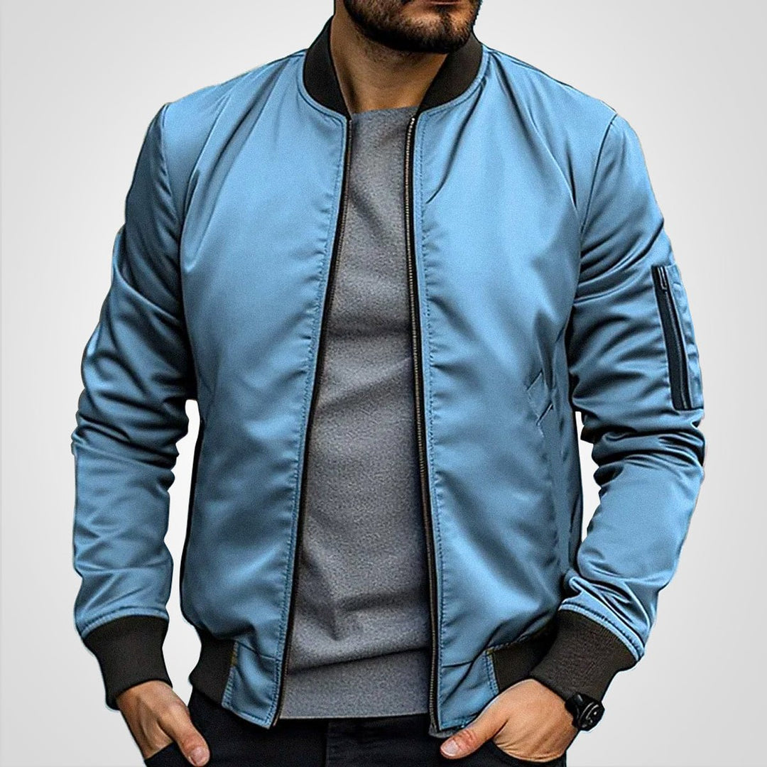 Blouson Bomber Homme Zippé Poche Manche