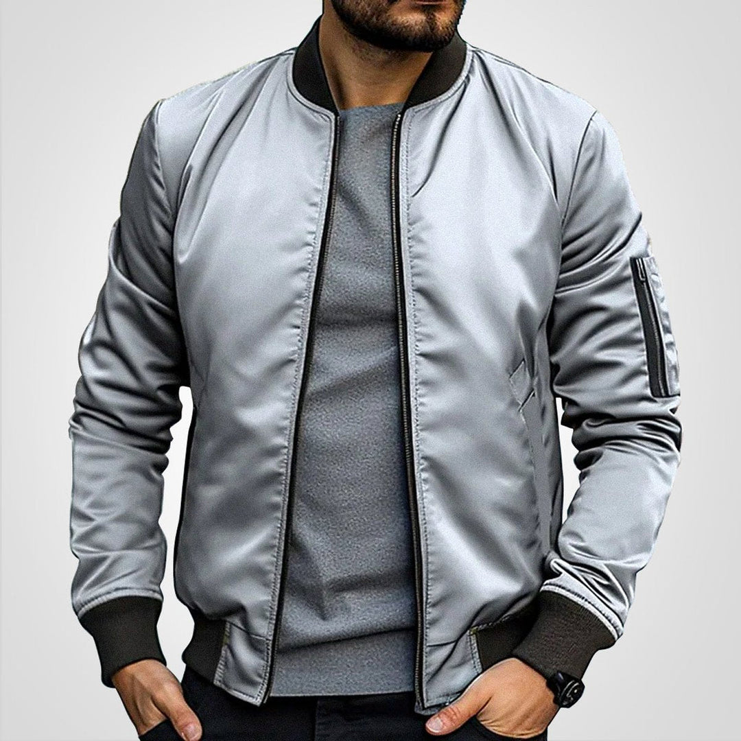 Blouson Bomber Homme Zippé Poche Manche