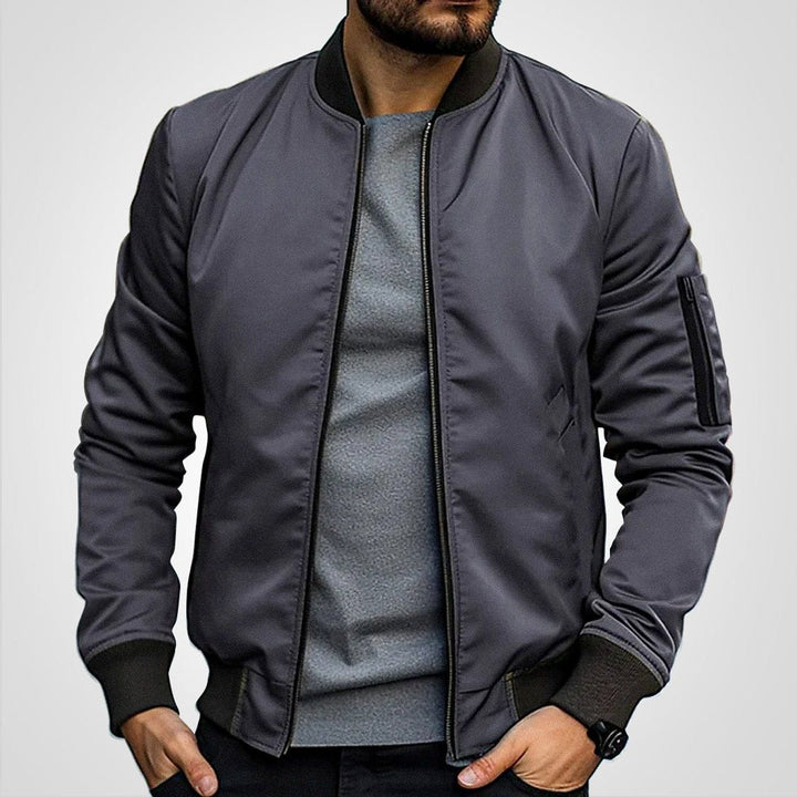 Blouson Bomber Homme Zippé Poche Manche