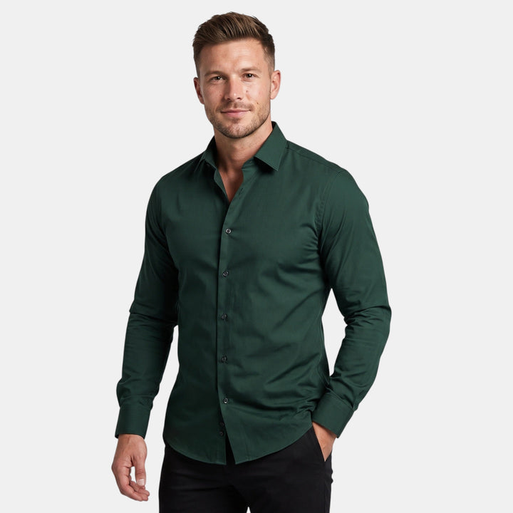 Chemise Homme Ajustée à Manches Longues et Col Pointu