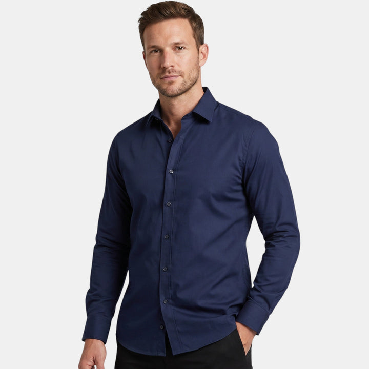 Chemise Homme Ajustée à Manches Longues et Col Pointu