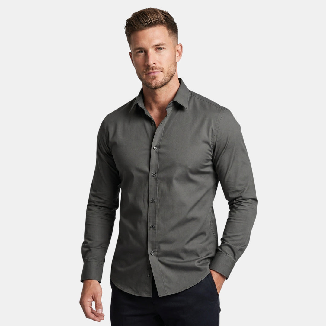 Chemise Homme Ajustée à Manches Longues et Col Pointu