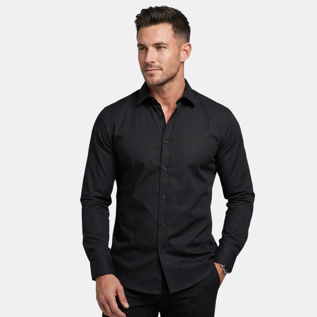 Chemise Homme Ajustée à Manches Longues et Col Pointu