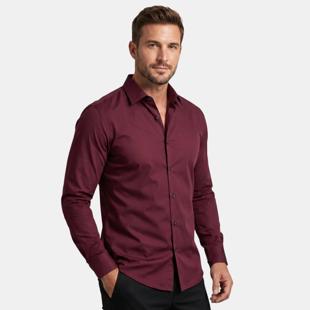 Chemise Homme Ajustée à Manches Longues et Col Pointu