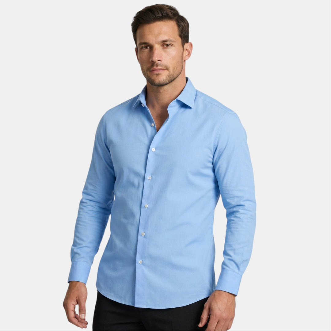 Chemise Homme Ajustée à Manches Longues et Col Pointu