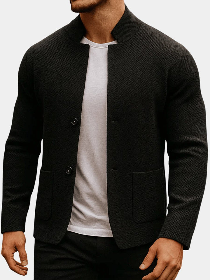 Gilet Homme Maille Boutonné Col Mandarin