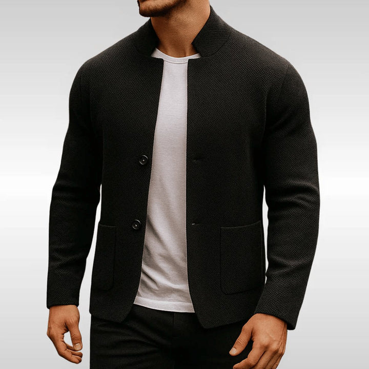 Gilet Homme Maille Boutonné Col Mandarin