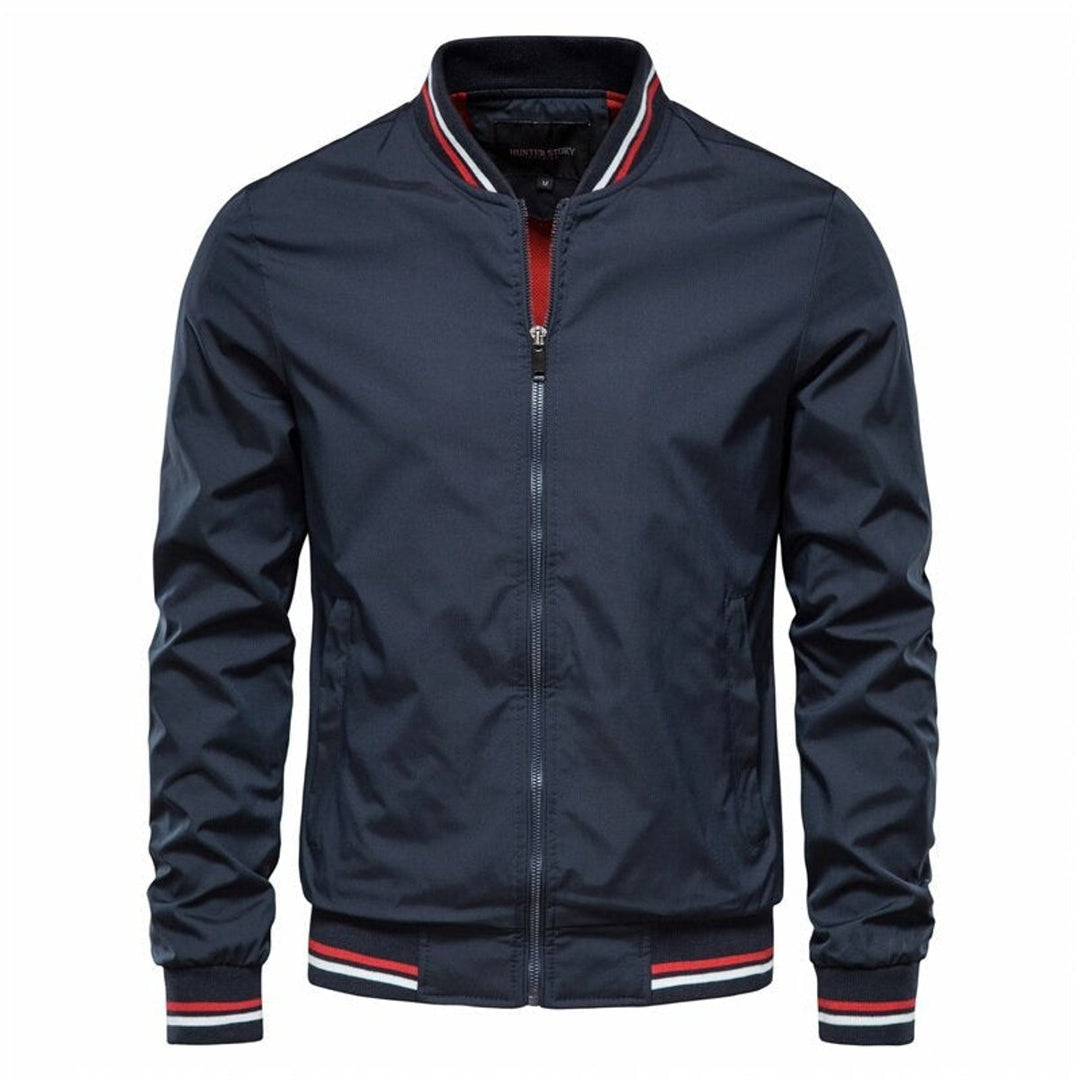 Blouson Bomber Homme Col Et Poignets Rayés