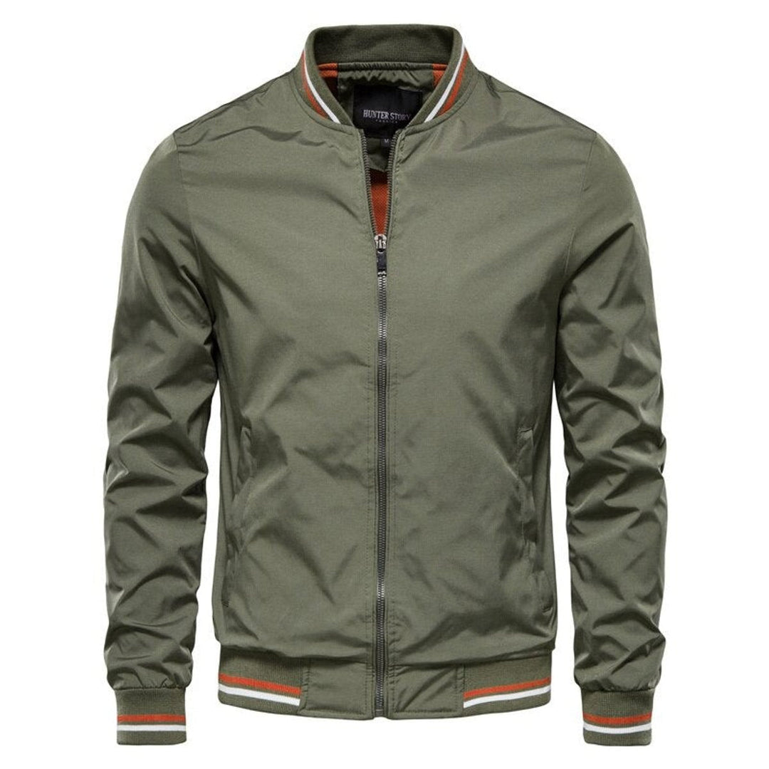 Blouson Bomber Homme Col Et Poignets Rayés