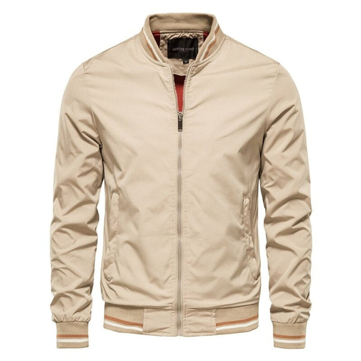 Blouson Bomber Homme Zippé Col Côtelé Poignets Côtelés