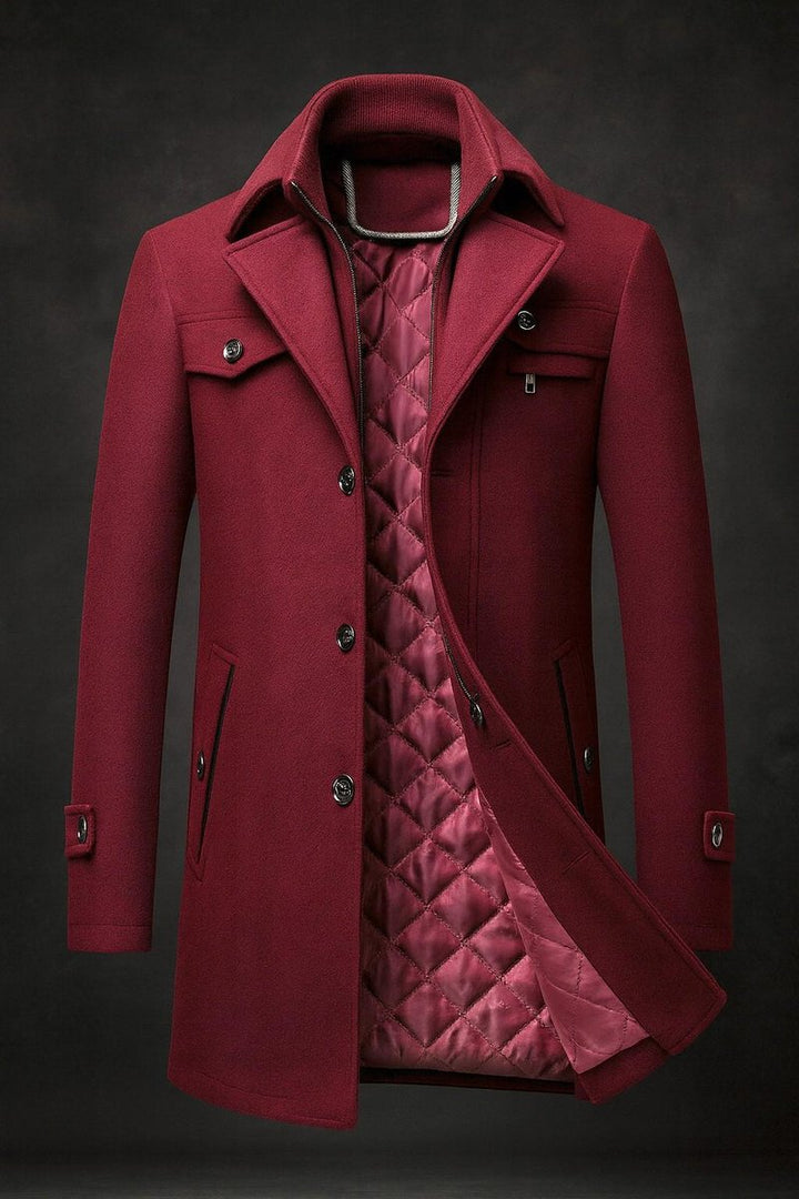 Manteau Homme Laine Col Revers Doublure Matelassée