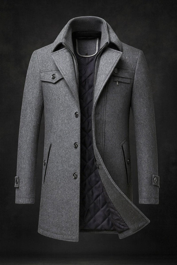 Manteau Homme Laine Col Revers Doublure Matelassée