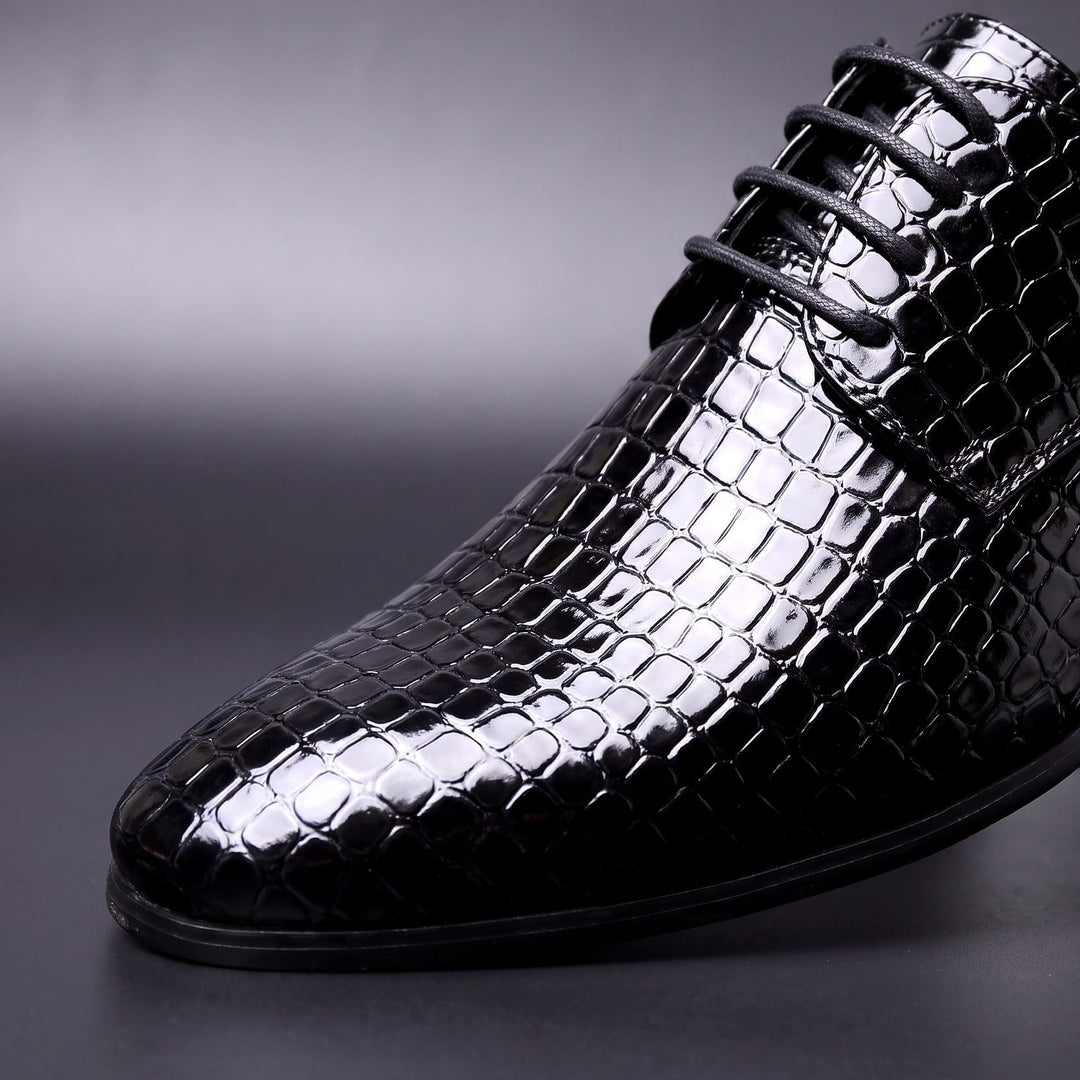 Chaussures Oxford Homme en Cuir effet Croco avec Détail Talon Rouge