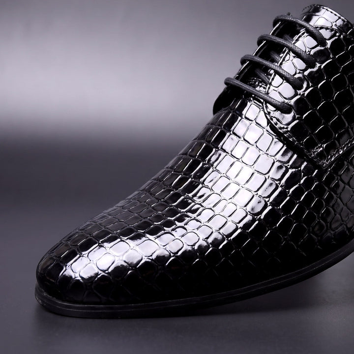 Chaussures Oxford Homme en Cuir effet Croco avec Détail Talon Rouge