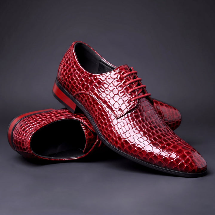 Chaussures Oxford Homme en Cuir effet Croco avec Détail Talon Rouge
