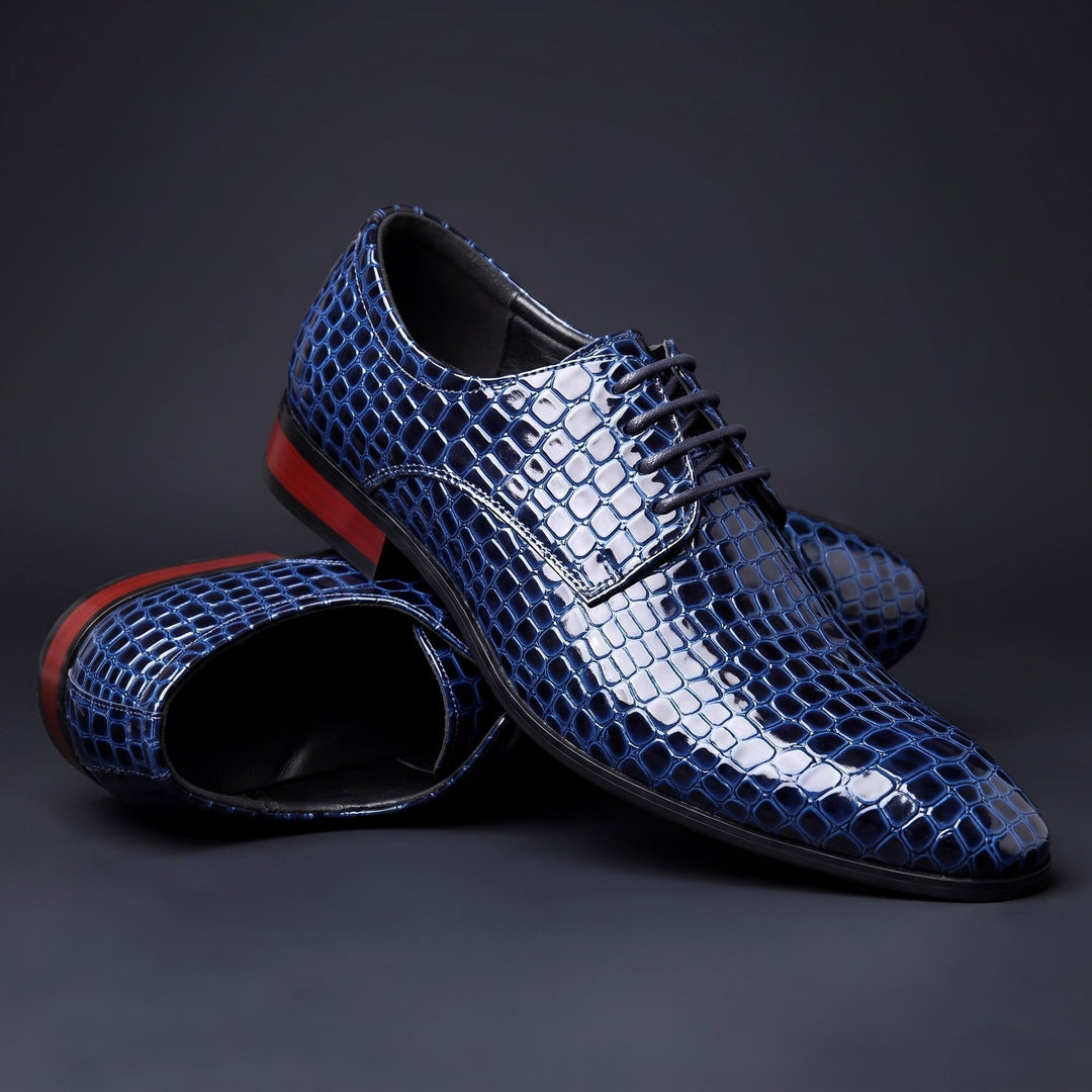 Chaussures Oxford Homme en Cuir effet Croco avec Détail Talon Rouge