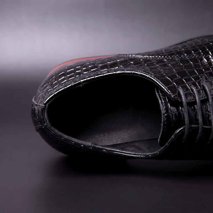 Chaussures Oxford Homme en Cuir effet Croco avec Détail Talon Rouge