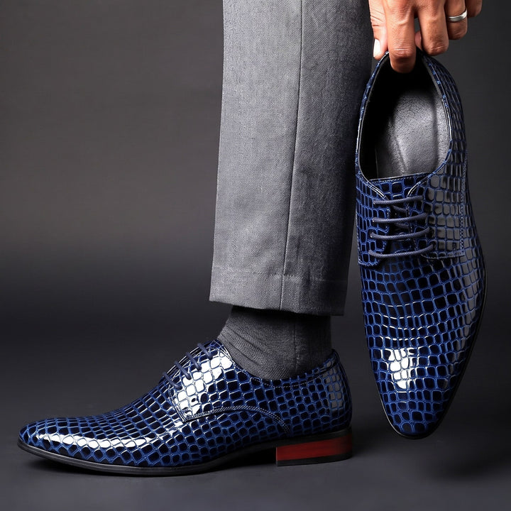 Chaussures Oxford Homme en Cuir effet Croco avec Détail Talon Rouge
