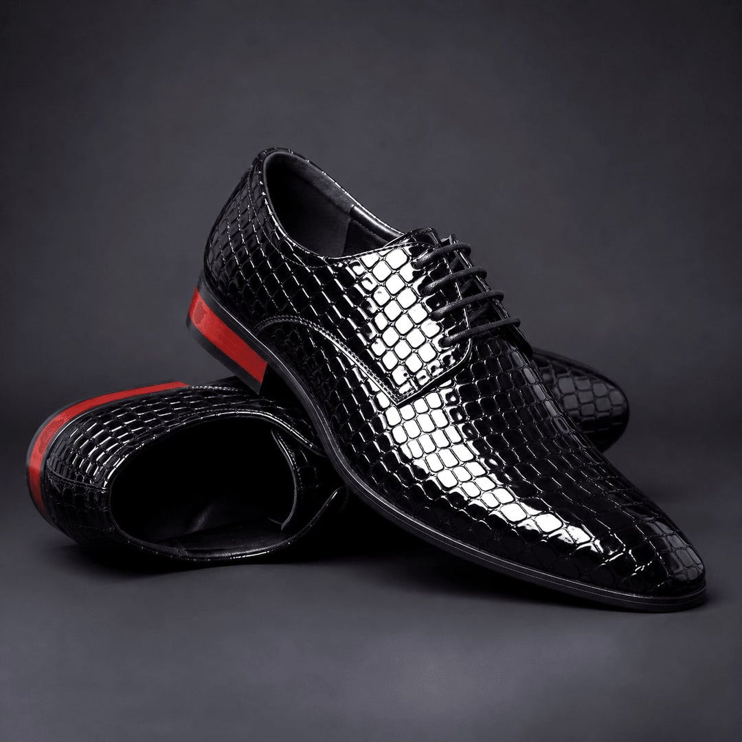 Chaussures Oxford Homme en Cuir effet Croco avec Détail Talon Rouge