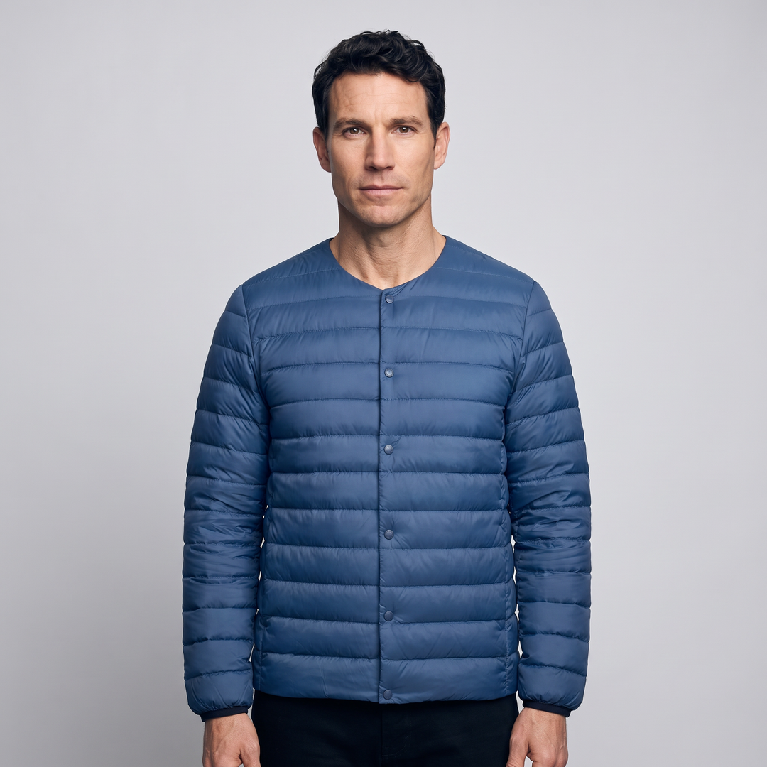 Doudoune Légère Homme Col Convertible Boutons Pression