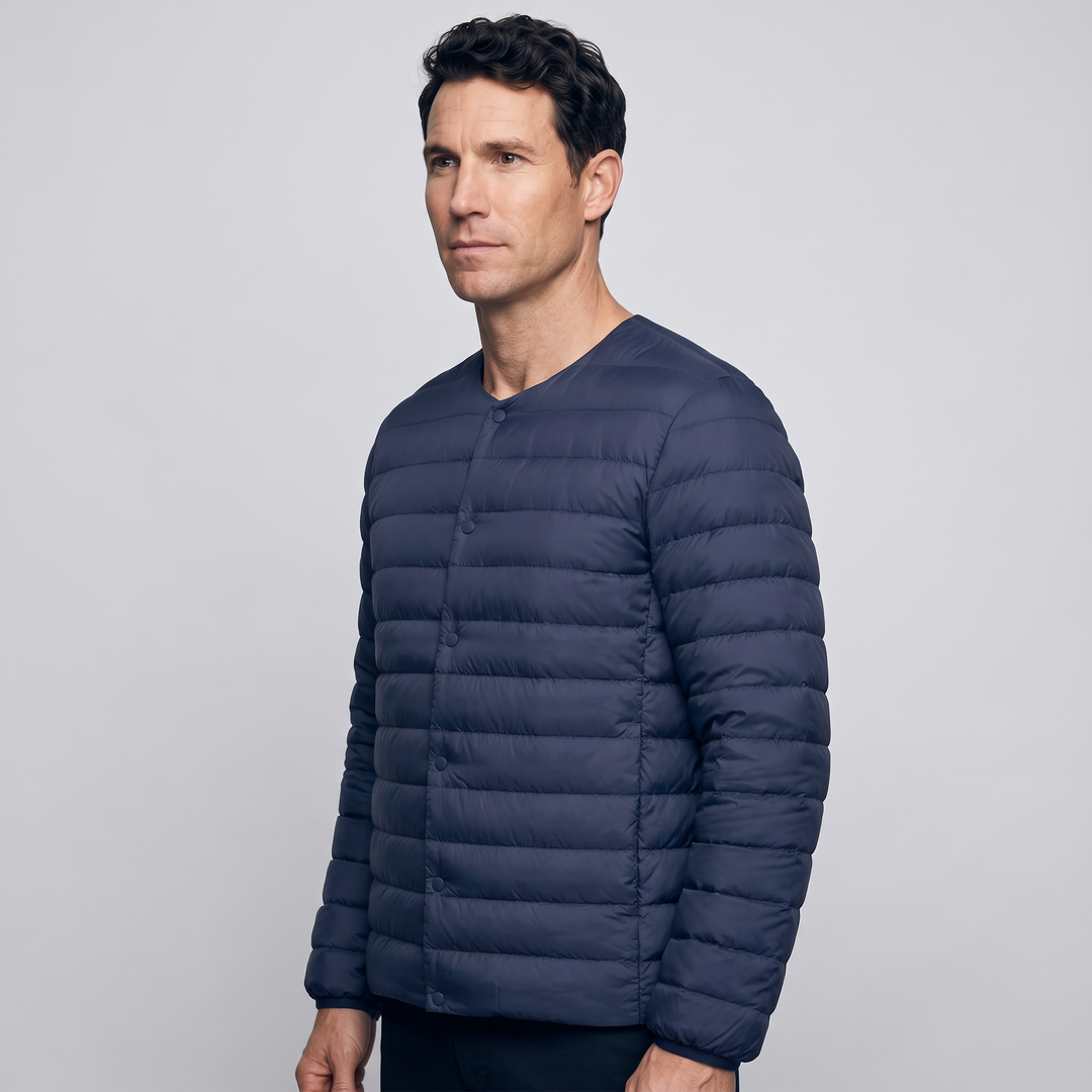 Doudoune Légère Homme Col Convertible Boutons Pression