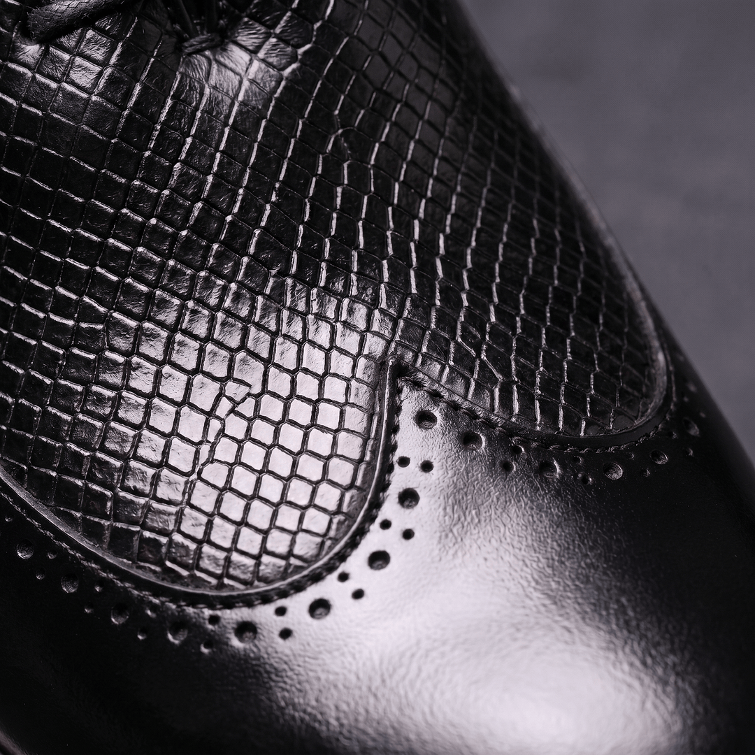 Chaussures Oxford Homme en Cuir avec Lacets et Détail Brogue