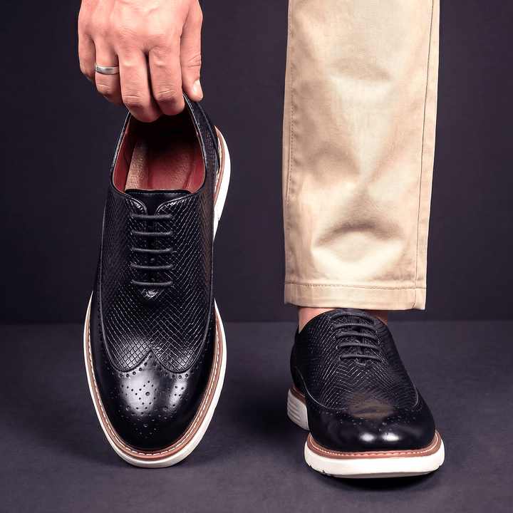 Chaussures Oxford Homme en Cuir avec Lacets et Détail Brogue