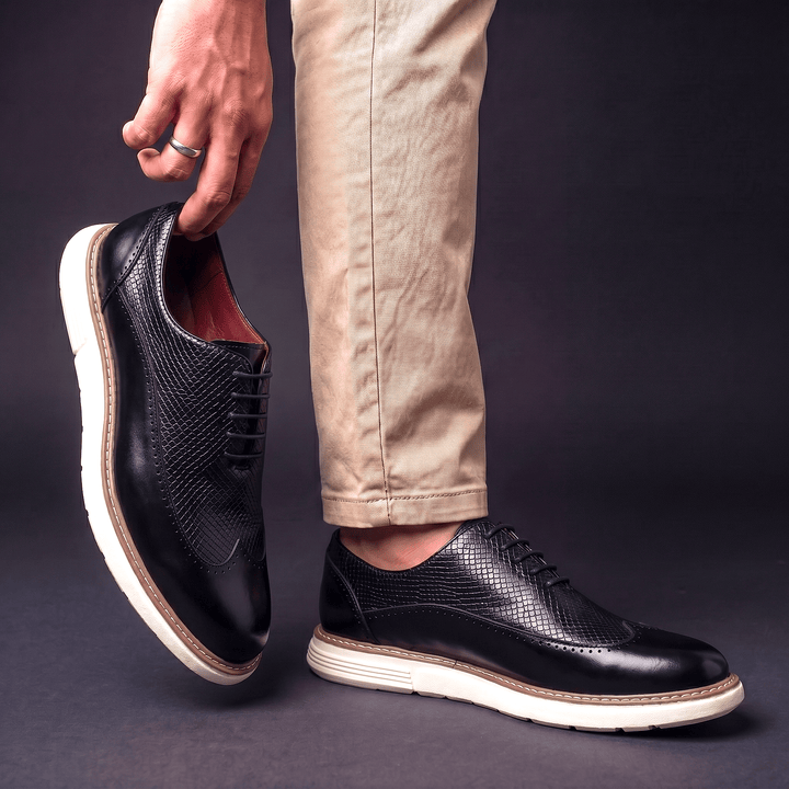 Chaussures Oxford Homme en Cuir avec Lacets et Détail Brogue