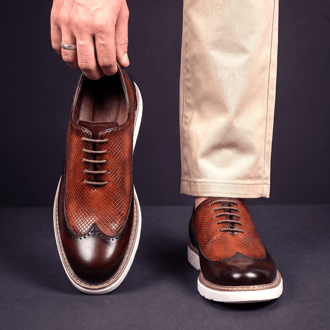 Chaussures Oxford Homme en Cuir avec Lacets et Détail Brogue