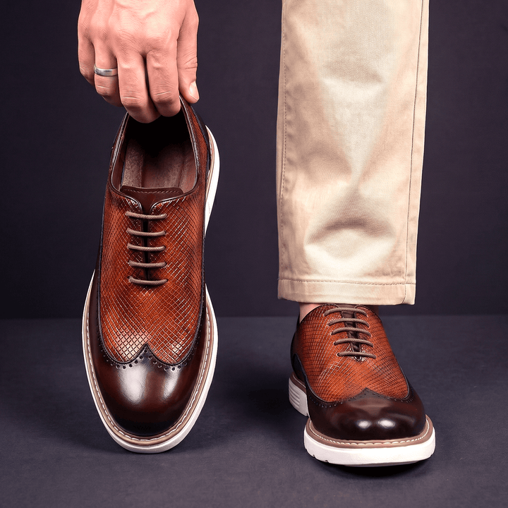 Chaussures Oxford Homme en Cuir avec Lacets et Détail Brogue