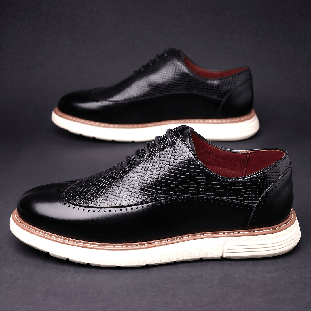 Chaussures Oxford Homme en Cuir avec Lacets et Détail Brogue